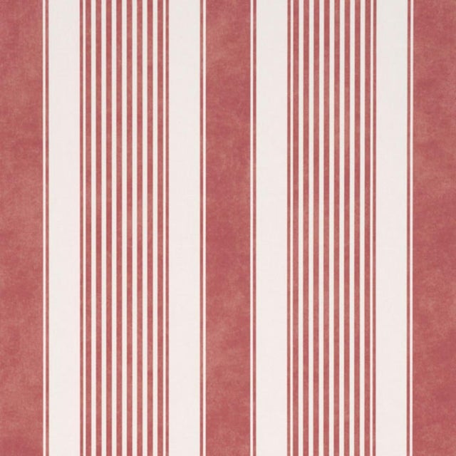 Schumacher Summerville Stripe Wallcovering In Currant For Sale
