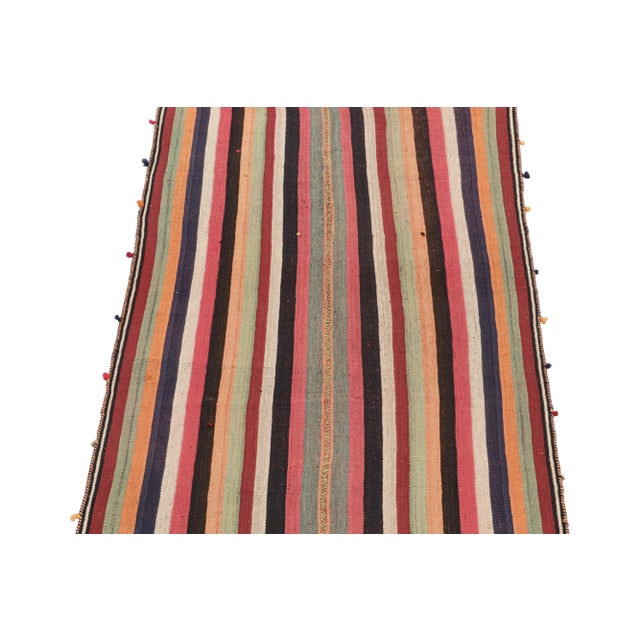 Tribal 1950s Vintage Persian Kilim With Vibrant Polychromatic Stripes by Rug & Kilim For Sale - Image 3 of 8