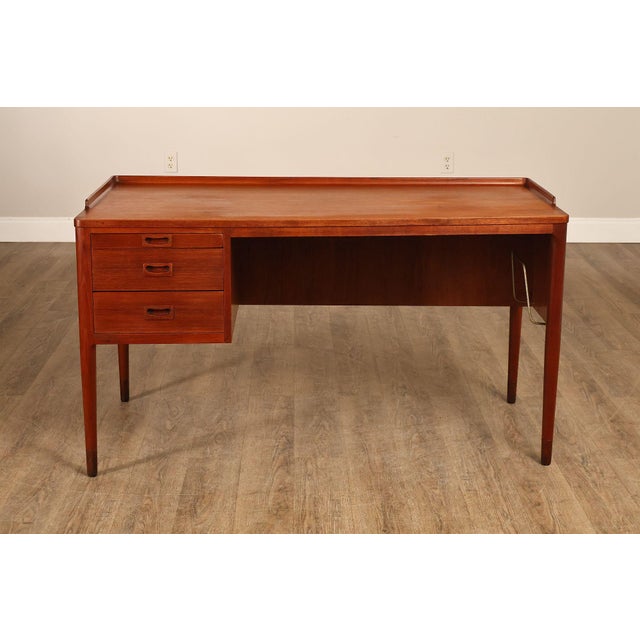 Danish Modern Teak Executive Writing Desk For Sale - Image 17 of 18