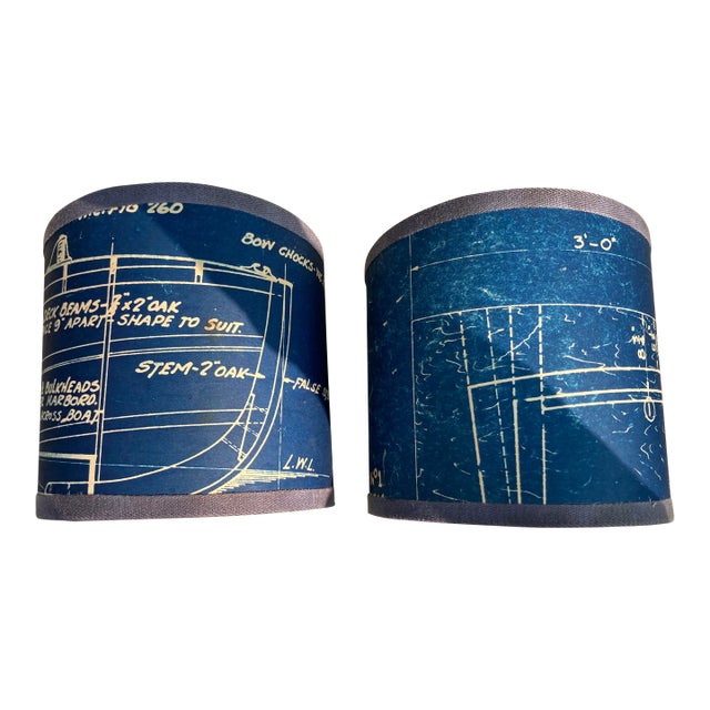 Vintage Ship Blueprint Lampshades For Sale