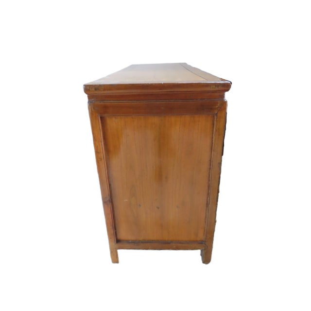 Mid 19th Century Vintage Large Walnut Tansu Chest With Brass Hardware For Sale - Image 5 of 12