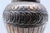 Metal Round Pot in Gummed Silver with Reliefs and Top Stripes For Sale - Image 7 of 10