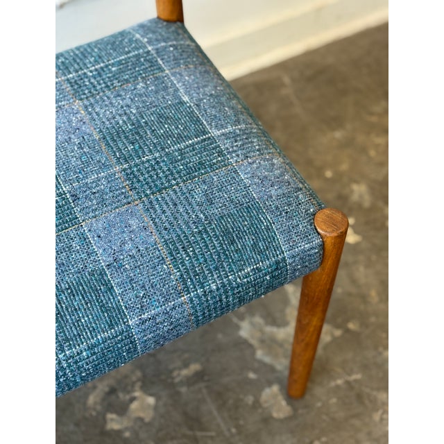 Blue Vintage Blue Tweed & Teak Side Chair For Sale - Image 8 of 10