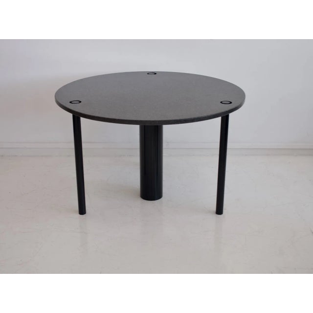 Round Dining Table in Black Lacquered Metal and Granite Top, 1970s For Sale - Image 12 of 12