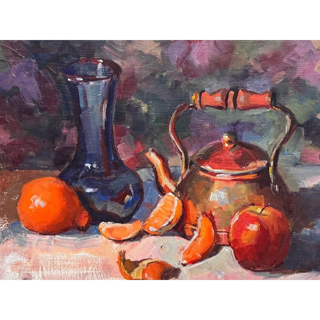 2000 - 2009 "Copper Teapot With Apple and Orange" Oil Painting by Bruce Williamson For Sale - Image 5 of 13