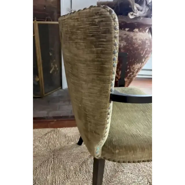 Mid Century Arm Chair in Velvet With Nail Heads For Sale In New York - Image 6 of 11