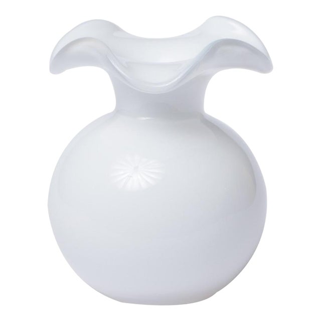 VIETRI Hibiscus Glass White Bud Vase For Sale