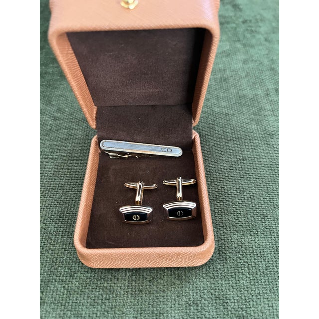 Rare Vintage Dupont Lighter & Christian Dior Cufflinks & Neck Tie Gift Set For Sale - Image 11 of 18