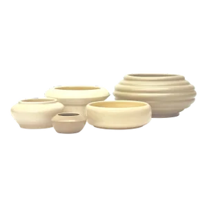 Vintage Mid Century Modern Bone and Beige Planters - Group of 5