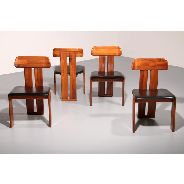 Black Sapporo Dining Chairs in Walnut by Mario Marenco for Mobilgirgi, 1970s, Set of 4 For Sale - Image 8 of 14