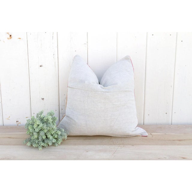 Peach Peach Rose Vintage Suzani Pillow For Sale - Image 8 of 10