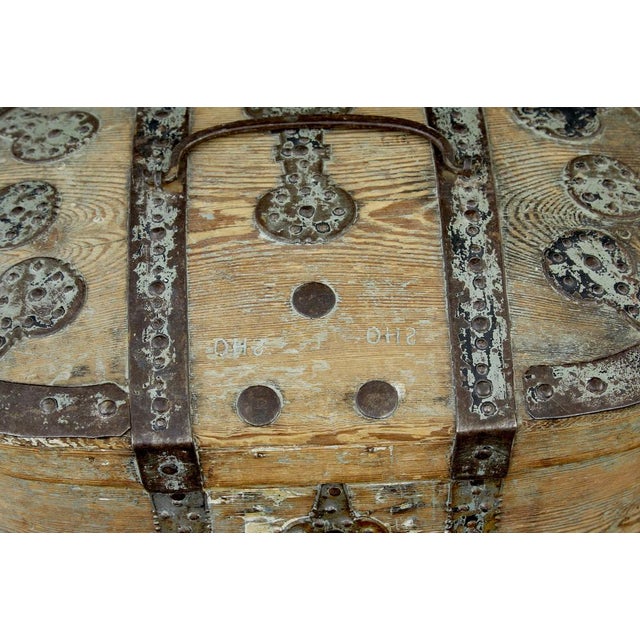 Antique Rustic Swedish Pine Strong Box, 1850 For Sale - Image 6 of 8