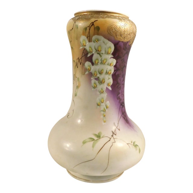 1940s Large Hand Painted and Hand Decorated Vase by Imperial Nippon For Sale