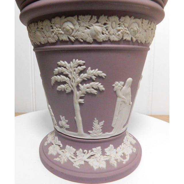 Ceramic Wedgwood Lilac Jasperware Vase With Flower Frog Insert For Sale - Image 7 of 12