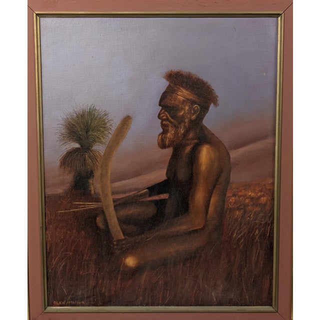 Late 20th Century "The Lonely Hunter" by Alex McIvor, Signed Original Oil on Canvas of an Australian Aboriginal Elder For Sale - Image 10 of 15