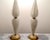 Wood Vintage Mid Century Murano Venetian White & Gold Glass Lamps- a Pair For Sale - Image 7 of 10