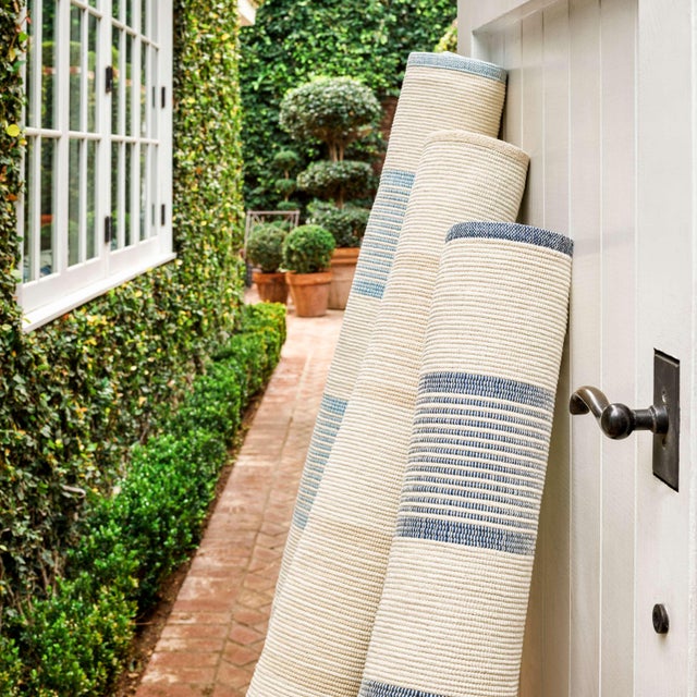 2020s Mark D. Sikes for Dash & Albert La Mirada Navy Woven Cotton Rug, 7' 6" x 9' 6" For Sale - Image 5 of 6