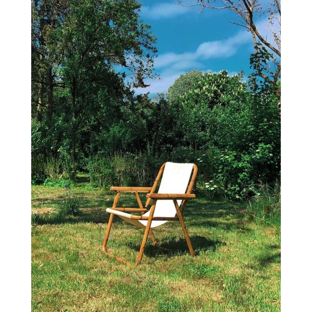 Italian Bamboo and Brass Folding Chair attributed to Raffaella Crespi, 1960s For Sale - Image 6 of 11