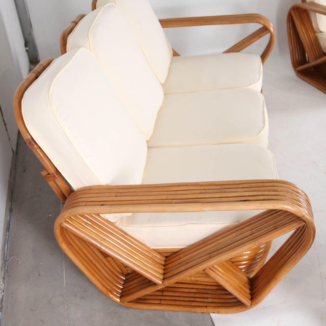 Wood Rattan Living Room by Paul Frankl, 1970s, Set of 4 For Sale - Image 7 of 18