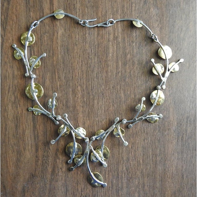 Metal Late 20th Century Artist Made Free Form Foliate Necklace For Sale - Image 7 of 7