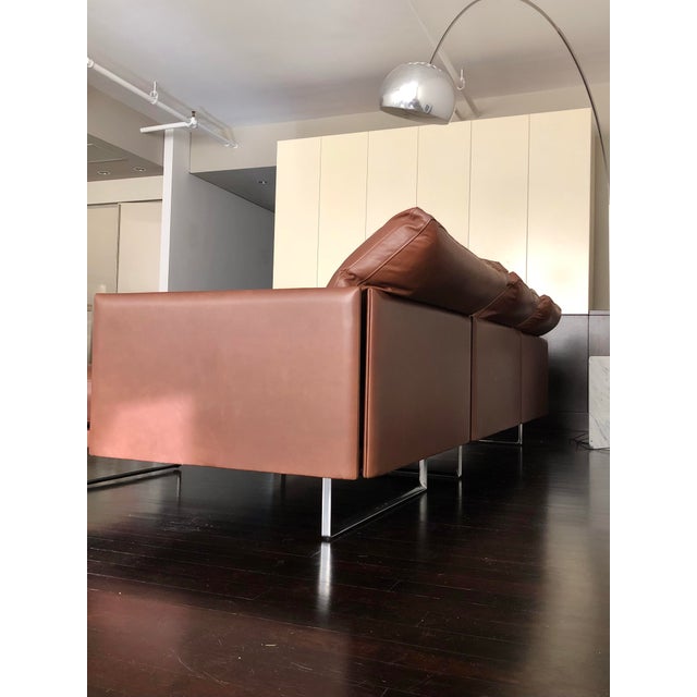 Attributed to Cassina "Toot" Sofa by Piero Lissoni – Custom Made Brown Leather For Sale In New York - Image 6 of 9