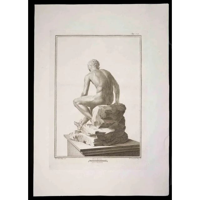 Hermes, ancient roman statue, from the series "antiquities of herculaneum", is an original etching on paper realized by p....