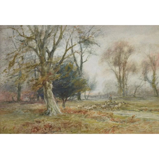 W. Ramsey, Shepherd with Flock, 19th Century, Watercolour, Framed For Sale - Image 3 of 6