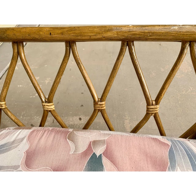 Wood 1970s Vintage Bamboo Rattan Sofa Loveseat For Sale - Image 7 of 8
