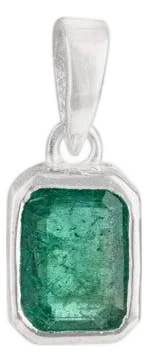 Dainty Natural Emerald Pendant in 925 Sterling Silver