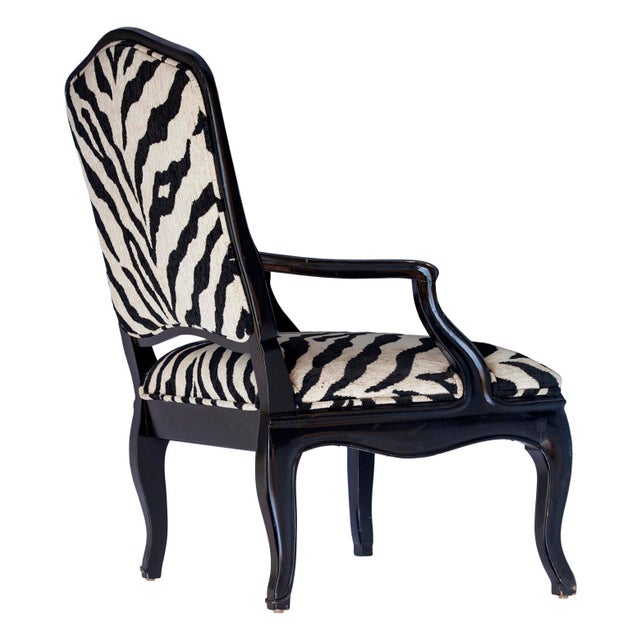 Black Vintage Faux Zebra Upholstered Chair, Pair For Sale - Image 8 of 15