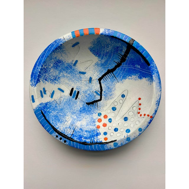 Blue Blue Wood Bowl For Sale - Image 8 of 12