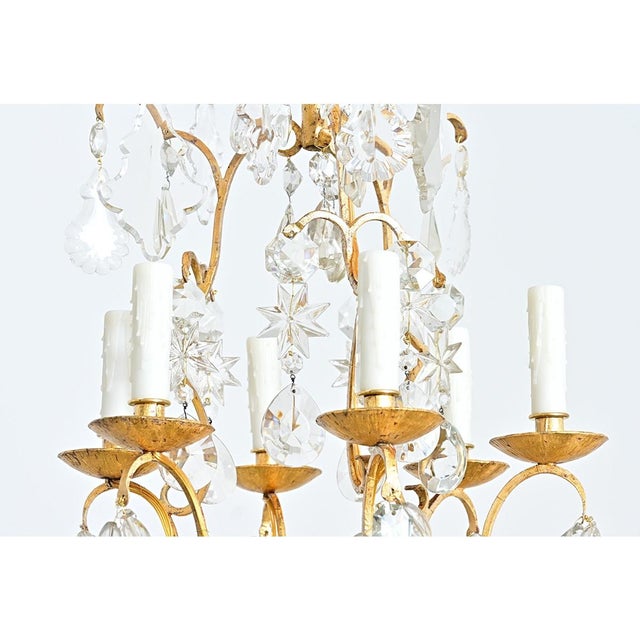 French Vintage Gilt Bronze Chandelier in the Manner of Baguès For Sale - Image 11 of 15
