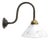 Cast Iron Wall Sconce with White Marble Effect Glass Shade For Sale