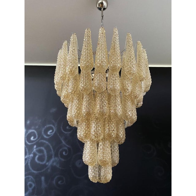 Vintage Italian Murano Chandelier with 75 Amber Glass Petals, 1990s For Sale - Image 18 of 18