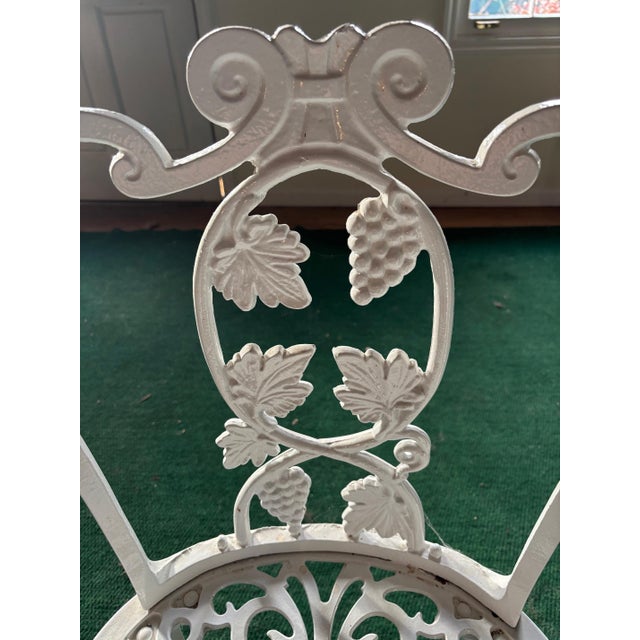 1950s Mid-Century Cast Iron Glass Top Dining Table With 4 Chairs Victorian Grape Pattern by Atlanta Stove Works, Attributed For Sale In Atlanta - Image 6 of 10