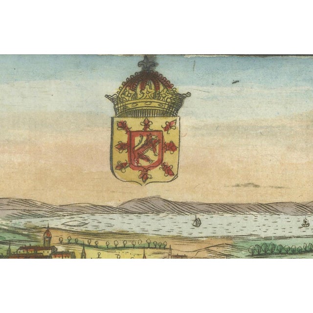 Edenburgo Metropoli, Hand-Colored View of Edinburgh, Italy, 1700s For Sale - Image 6 of 12