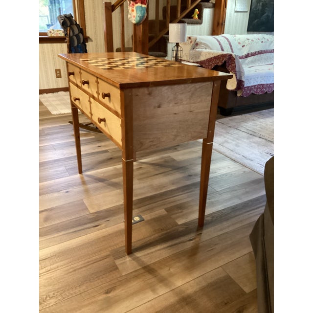 Cherry & Curly Maple Shaker Buffet Table With Inlaid Chessboard For Sale - Image 4 of 9