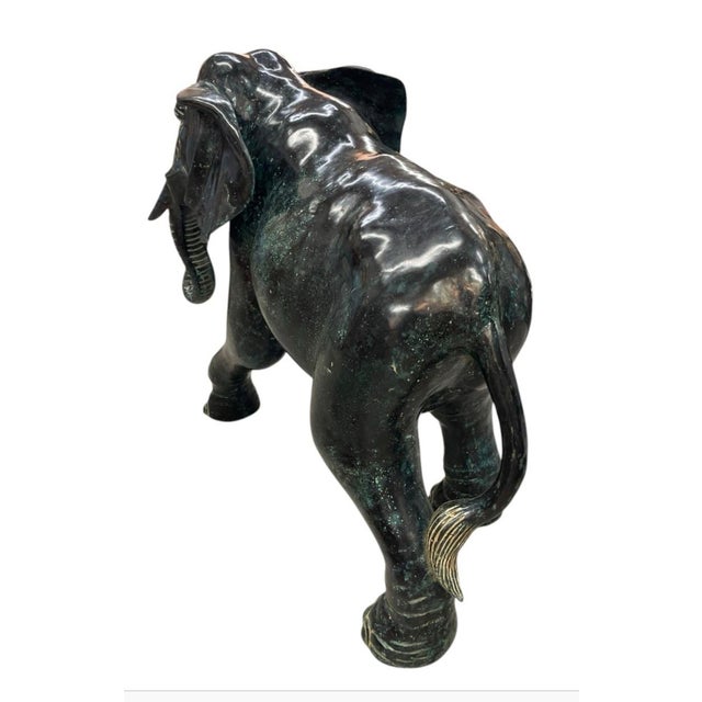 Vintage Patinated Bronze Elephant Sculpture For Sale In West Palm - Image 6 of 12