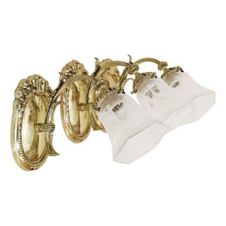 Art Nouveau Brass Wall Lamps, 1890s, Set of 3 For Sale