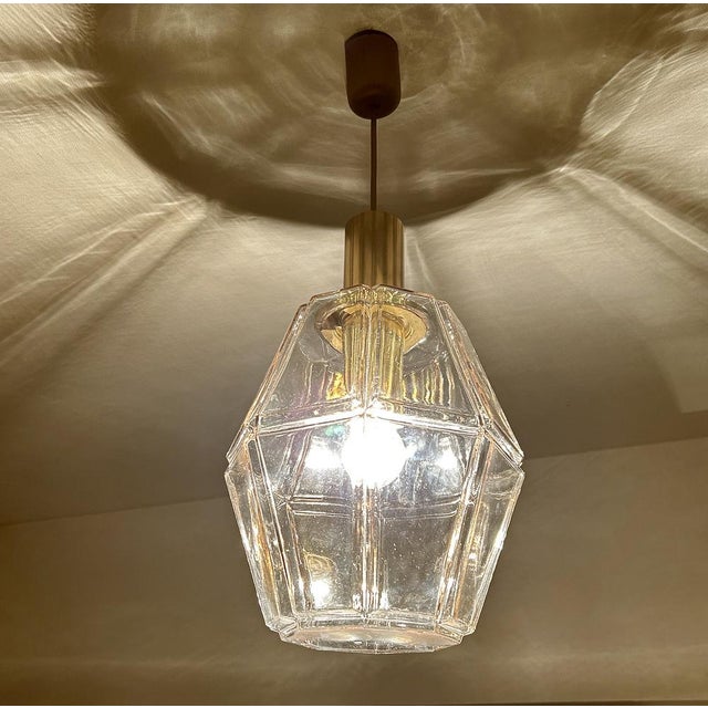 Vintage Lantern Pendant Light in Glass from Limburg For Sale - Image 8 of 18