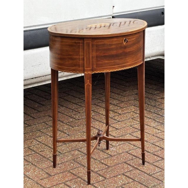 Sheraton Revival Inlaid Satinwood Side Table For Sale - Image 13 of 18