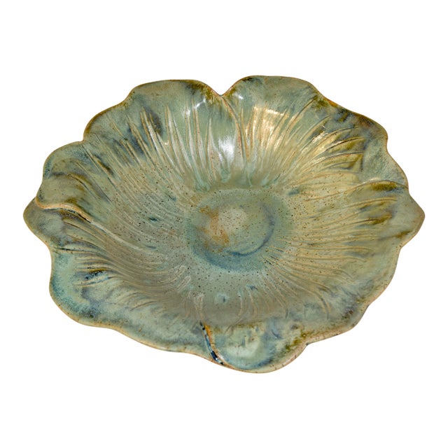 Hand Thrown Pottery Floral Bowl For Sale