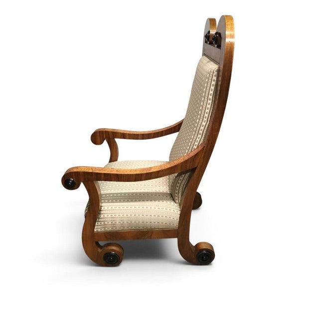 Biedermeier Tall-Back Armchairs with Floral Marquetry, 1830, Set of 2 For Sale - Image 6 of 14