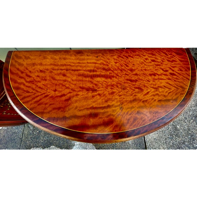 Mid 20th Century Pair of Grand Rapids Imperial Furniture Demilune Adams Style Paint Decorated Cabinets For Sale - Image 9 of 12