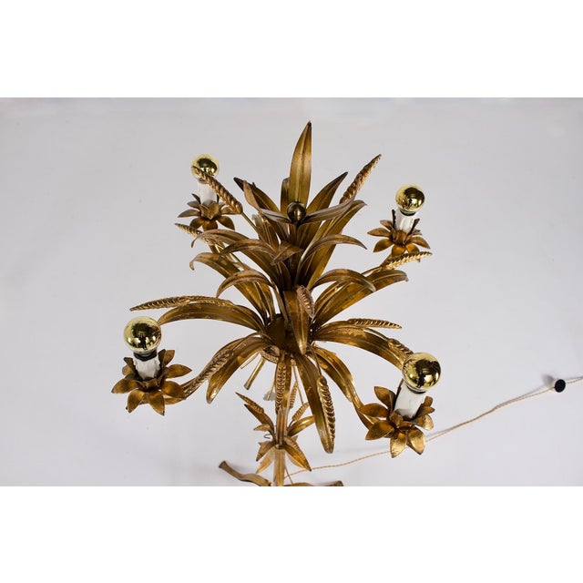 Italian Sheaf of Wheat Floor Lamps in Gold-Plated Metal, 1970s, Set of 2 For Sale - Image 10 of 12