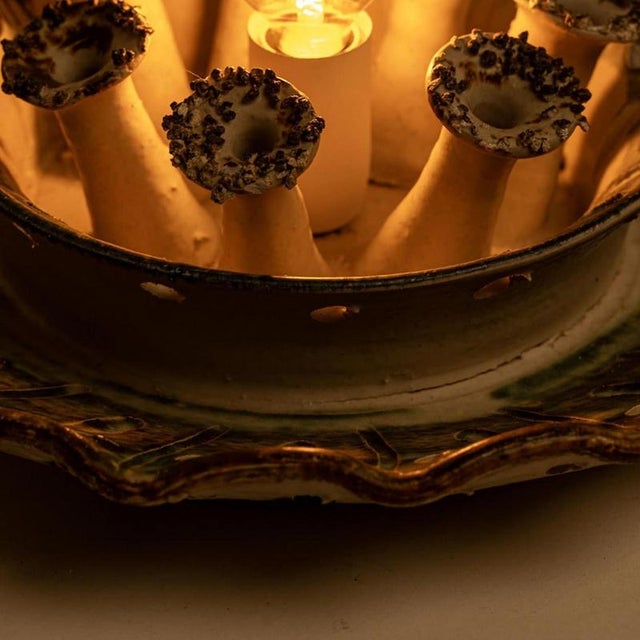 Spectacular circular ceramic wall light, with beautiful accents. Manufactured in denmark in the 1970s. In excellent...