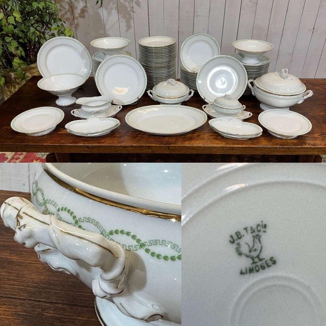 Limoges Porcelain Dinner Service by J.B. Tricard et Cie, Set of 95 For Sale - Image 3 of 18