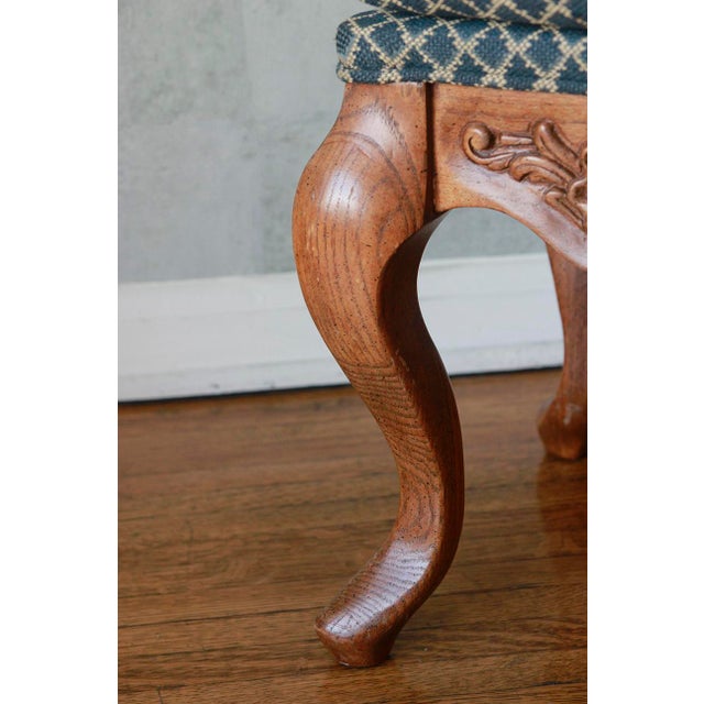 Wood Set of 3 Antique Hand Carved Solid Walnut Stools With Perfect Upholstery For Sale - Image 7 of 13