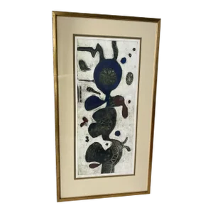 1969 Spanish Artist Marta Palau’s Framed Signed “Flor Marina”