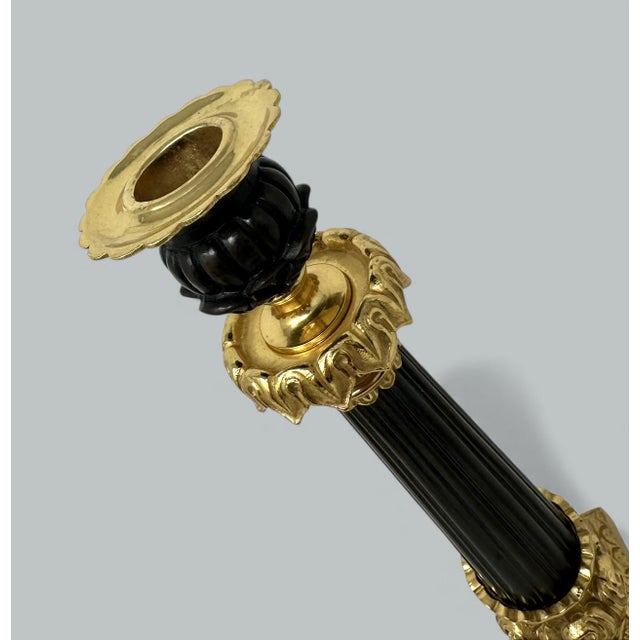 Antique Pair French Ormolu Bronze Dore Victorian Candlesticks Candelabra 19th Ct For Sale - Image 11 of 11